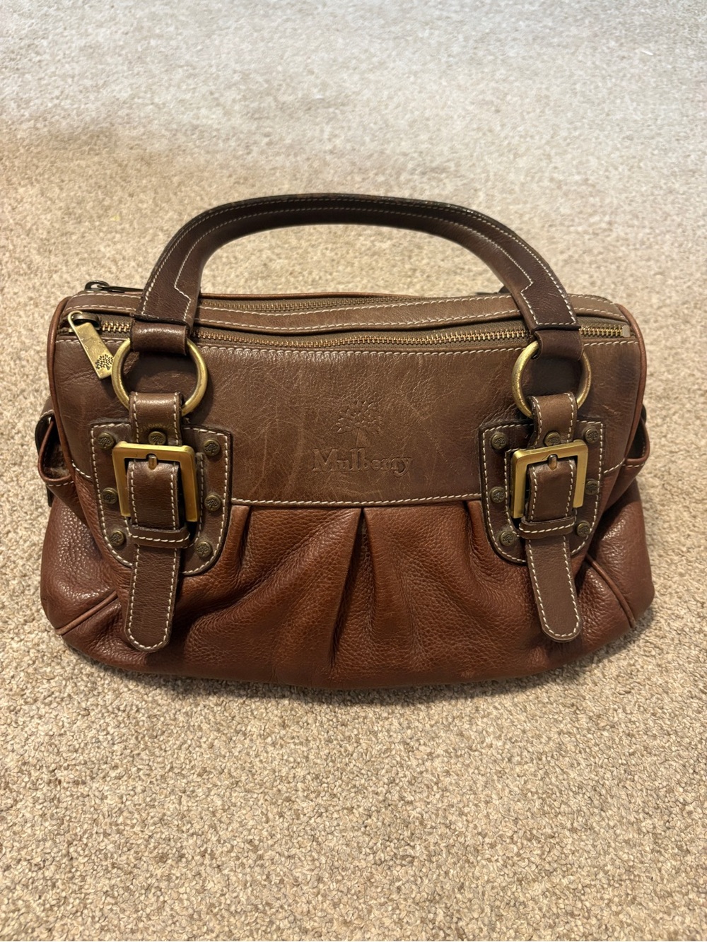 Mulberry Leather Hand Bag Purse Brown Y2K Style